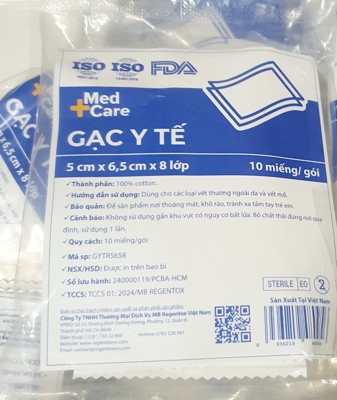 Gạc Y Tế 5cm x 6.5 cm x 8 lớp 